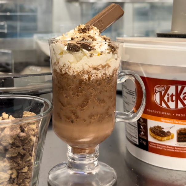 Carnation Frozen Hot Chocolate made with KitKat Nestle Professional